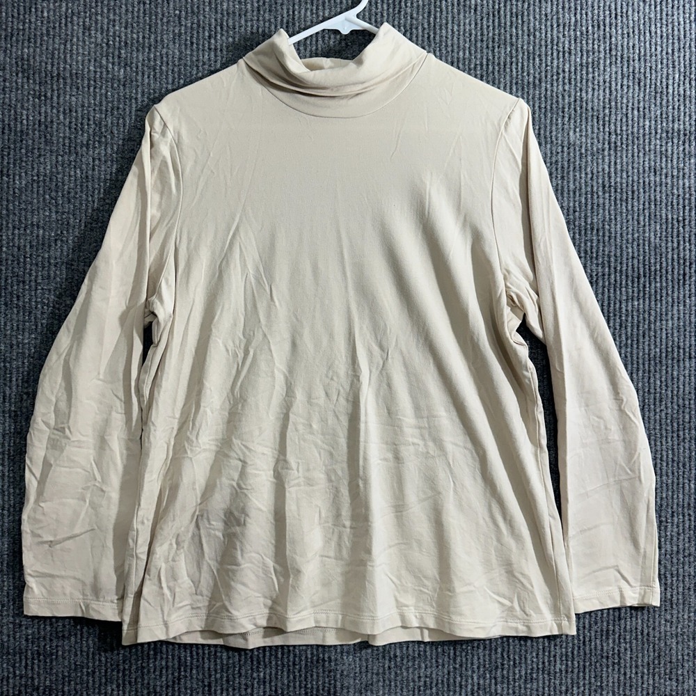 Susan‎ Graver Modern Essential Womens Pullover Blouse Large Ivory Turtleneck